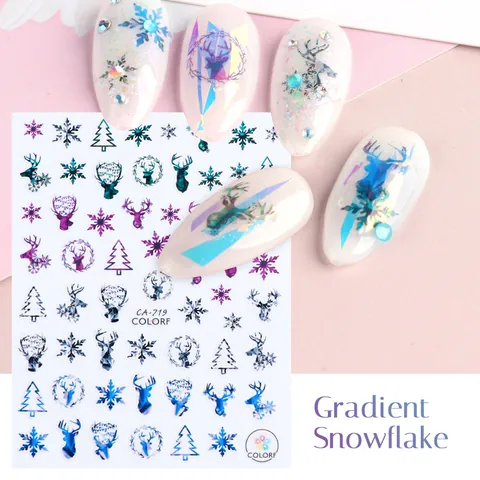 3D Adesivi per Nail Art di Natale Renna Fiocco di Neve Inverno Disegni Animati Fai-da-Te Decorazione Manicure per Donne Bambini