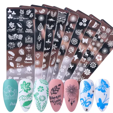 Piastra per Stamping Unghie in Acciaio Inossidabile Modello DIY per Decorazione Manicure Natale Fiocchi di Neve Fiore Farfalla