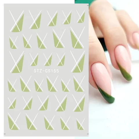 3D Selbstklebende Nagelaufkleber Französisch Geometrische Linie Herz Stern Mond Designs DIY Nail Art Dekoration Für Damen Maniküre