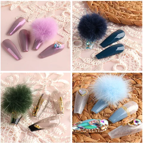 Pompon per Nail Art Magnetici Rimovibili in Finta Pelliccia Morbida 3D Charms per Unghie per Salone di Manicure Professionale DIY