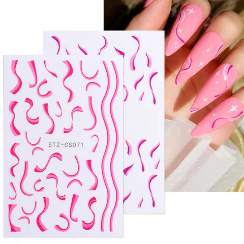 Nagelaufkleber Ins Stil Wellenlinie Kuhmuster 3D Selbstklebend Nagelabziehbilder Damen DIY Maniküre Dekoration Einfach Streamer