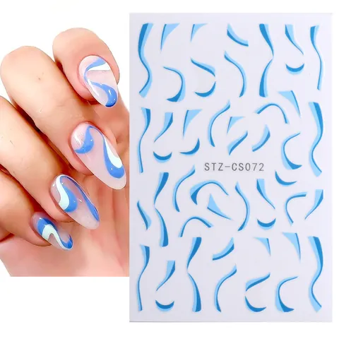 Nagelaufkleber Ins Stil Wellenlinie Kuhmuster 3D Selbstklebend Nagelabziehbilder Damen DIY Maniküre Dekoration Einfach Streamer