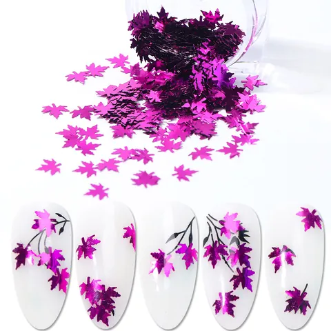 Paillettes per Unghie a Forma di Foglia d'Acero Olografiche Sfumate Design Autunnale Brillantini per Decorazione Fai da Te Donna