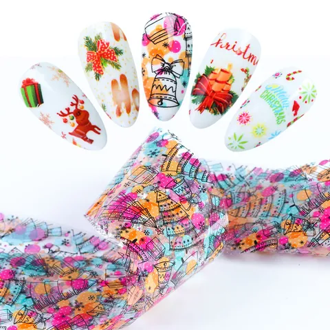 Autocollant Transfert Ongles Noël Motif Père Noël Bonhomme de Neige Renne DIY Nail Art Décoration Festive Beauté