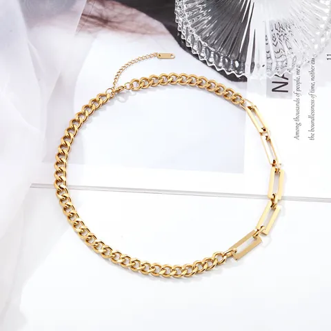 Hip Hop Titanium Steel Stainless Steel Stitching Square Chain Necklace Bracelet For Women Men Minimalist Punk Jewelry Gift