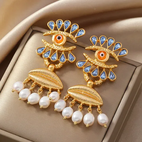 French Vintage Alloy Faux Pearl Bowknot Drop Earrings For Women Elegant Gold Silver Plated Sea Shell Flower Dangle Earrings Jewelry Gift