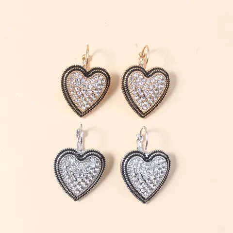 Vintage Legierung Strass Herz Oval Wassertropfen Ohrhänger Für Damen Luxus Emaille Kristall Ohrringe Hochzeit Schmuck Geschenk