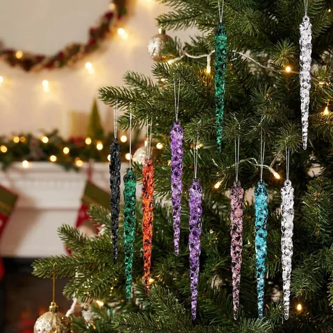 Ornamenti Di Ghiacciolo Di Natale Acrilico Trasparente Blu Rosa Spirale Decorazioni Da Appendere Per Albero Di Natale Festa Casa