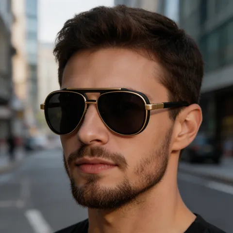 Fliegerbrille Polarisiert TAC Gläser UV400 Doppelsteg Retro Pilotenstil Für Herren