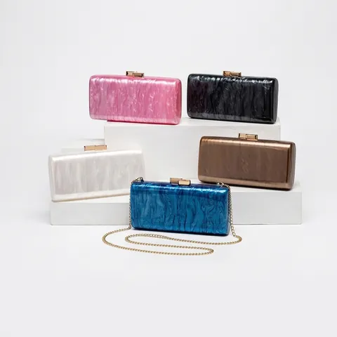 Pochette Da Sera In Acrilico Texture Marmo Borsa A Scatola Rigida Con Catena In Metallo Per Matrimonio Donne