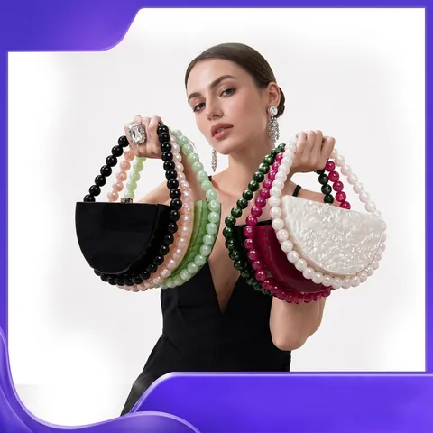 Halbkreis Acryl Abendtasche Clutch Mit Perlengriff Marmor Muster Retro Elegante Handtasche Für Damen Hochzeit Party