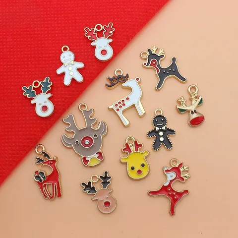 Charmes De Noël Renne Bonhomme Pain Épices Alliage Émail Accessoires Fabrication Bijoux DIY Fête