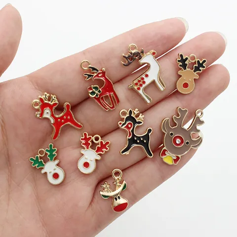 Charmes De Noël Renne Bonhomme Pain Épices Alliage Émail Accessoires Fabrication Bijoux DIY Fête