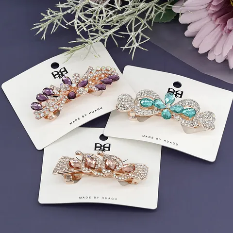 Elegant Alloy Rhinestone Flower Spring Hair Clip Luxury Artificial Crystal Hair Barrette For Women Wedding Party Hair Accessories