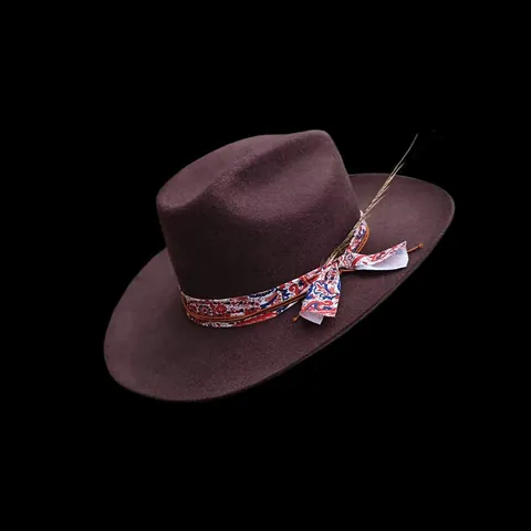 Sombrero Fedora de Lana Vintage Western de Ala Ancha Sombrero de Vaquero de Fieltro Con Pluma Banda Étnica para Hombres Mujeres