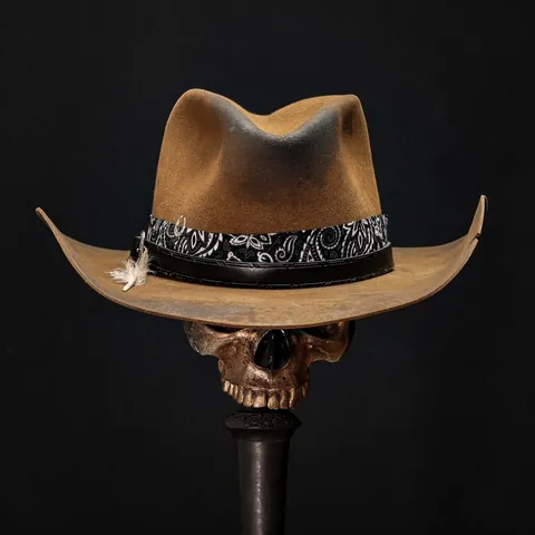 Vintage Westerse Wollen Vilt Cowboyhoed Met Paisley Bandana Veer En Metalen Gesp Voor Dames Heren Mode Buiten Zonnekap