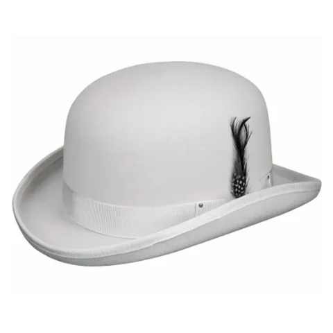 Vintage Britse Wollen Vilten Bolhoed Voor Heren Dames Met Veerdecoratie Grosgrain Lint Ronde Bovenkant Klassieke Derby Pet