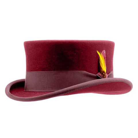 Vintage British Style Wool Top Hat with Feather Ribbon Decoration Formal Party Dress Fedora Hat for Men Women