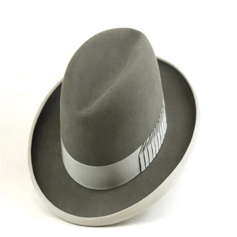 Vintage 100% Wool Fedora Hat For Men Women Wide Brim Solid Color Felt Jazz Cap With Grosgrain Ribbon Decor Autumn Winter Elegant Hat