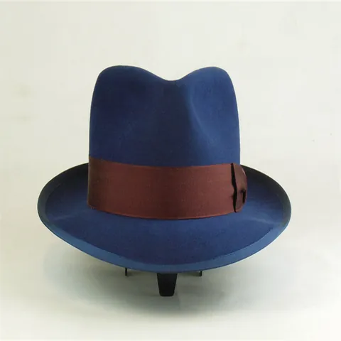 Unisex Wool Felt Fedora Hat Solid Color Vintage British Style Wide Brim Sunshade Hat With Satin Ribbon Bow Decor Gentleman Hat