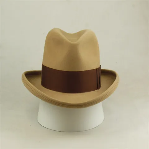 Vintage Britse Stijl Wollen Vilt Fedora Hoed Brede Rand Met Lint Decoratie Voor Heren Dames Retro Camel Jazz Hoed