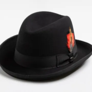 Cappello Fedora Classico British Gentleman in 100% Lana Con Decorazione a Nastro e Piuma Vintage Formale in Feltro Jazz