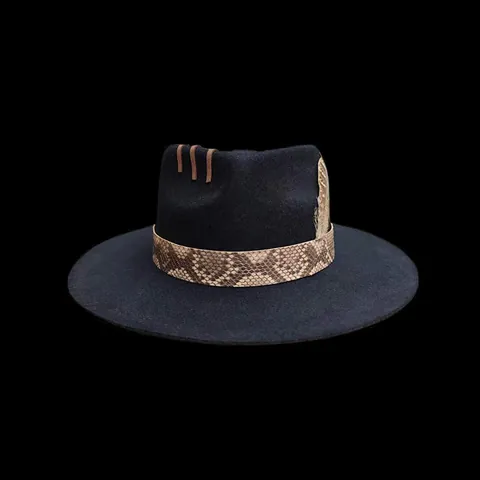 Vintage Wollfilz Fedora Hut mit Schlangenhautmuster Band Feder Dekoration Breite Krempe Western Stil Winterhut für Herren Damen