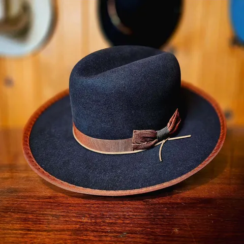 Vintage 100% Wool Felt Fedora Hat For Women Men Wide Brim Ribbon Bow Decor Contrast Binding Winter Autumn Warm Jazz Hat