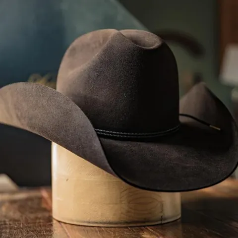 Sombrero de Vaquero Occidental Vintage de Fieltro de Lana Ala Ancha Color Café Sólido Con Decoración de Cuerda Trenzada