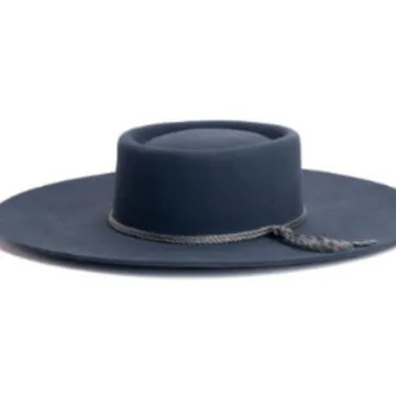Vintage 100% Wool Pork Pie Hat With Grey Braided Rope Tassel Wide Brim Solid Color Fedora Hat For Men Women Outdoor