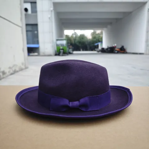 Vintage Wollen Fedora Hoed voor Heren Dames Breedgerande Vilten Jazzhoed met Grosgrain Lint Strik Herfst Winter Zonnehoed