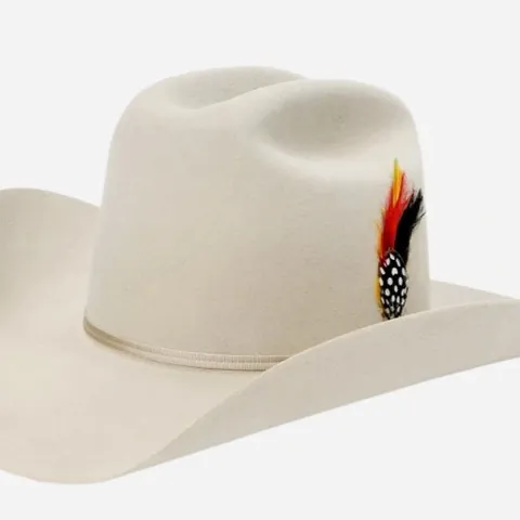 Western Cowboy Wool Felt Hat For Men Women Solid Color Beige Cattleman Hat With Feather Decoration Sunshade Outdoor Wear