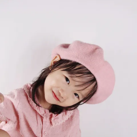 Sweet Girls Wool Beret Hat For Children Autumn Winter Warm Solid Color French Style Painter Artist Pumpkin Hat Kids Fashion Accessory