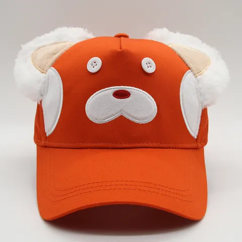 Berretto da Baseball Cartoon Panda Rosso Con Orecchie di Peluche Cappello Parasole in Cotone per Donna Ragazza Outdoor