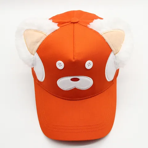 Berretto da Baseball Cartoon Panda Rosso Con Orecchie di Peluche Cappello Parasole in Cotone per Donna Ragazza Outdoor