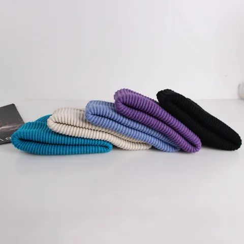 Solid Color Acrylic Ribbed Knit Beanie Hat For Men Women Autumn Winter Warm Thick Folded Cuff Melon Skin Hat Unisex Knitted Skull Cap