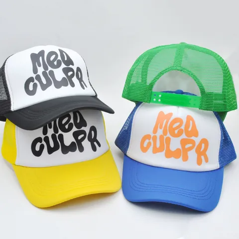 Mea Culpa Cappello Trucker con Stampa Lettere per Uomo Donna Y2K Streetwear Rete Traspirante Schiuma Snapback Berretto da Baseball