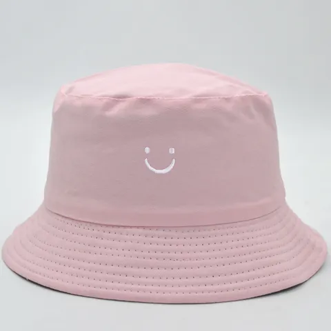 Sombrero de Pescador Unisex de 100% Algodón Con Bordado de Cara Sonriente Sombrero de Sol para Hombres Mujeres Viaje Al Aire Libre Streetwear