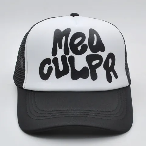 Mea Culpa Cappello Trucker con Stampa Lettere per Uomo Donna Y2K Streetwear Rete Traspirante Schiuma Snapback Berretto da Baseball