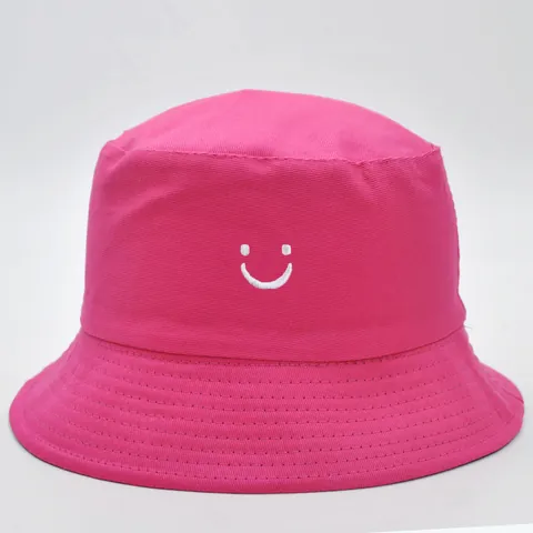 Sombrero de Pescador Unisex de 100% Algodón Con Bordado de Cara Sonriente Sombrero de Sol para Hombres Mujeres Viaje Al Aire Libre Streetwear