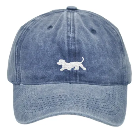 Hund Stickerei Gewaschene Baumwolle Baseballkappe Vintage Verwittert Verstellbarer Sonnenschutz Hut Damen Herren Lässige Outdoor Cap