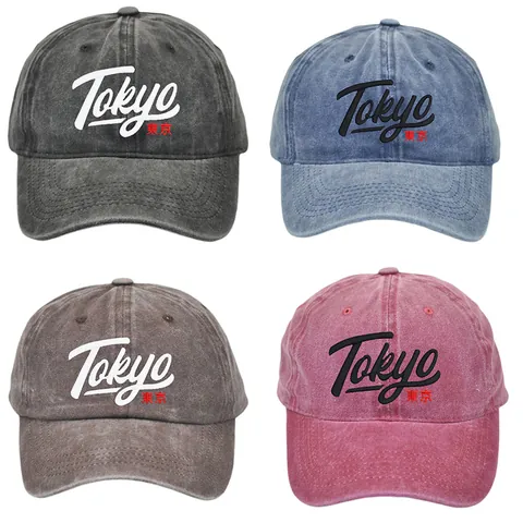 Gorra de Béisbol de Algodón Lavado Con Bordado de Tokio Vintage Envejecido Ajustable Dad Hat para Hombre Mujer Casual Aire Libre Deporte Gorra de Sol