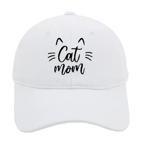 Gorra de Béisbol de Algodón Lavado Con Bordado de Letras Cat Mom Para Hombres Mujeres Ajustable Parasole Outdoor Deportes Hat
