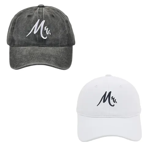 Mr Mrs Embroidered Washed Cotton Baseball Caps For Couples Adjustable Vintage Distressed Dad Hat Wedding Gift For Men Women