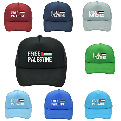 Free Palestine Printed Trucker Hat For Men Women Breathable Mesh Baseball Cap Outdoor Sunshade Adjustable Snapback Hat