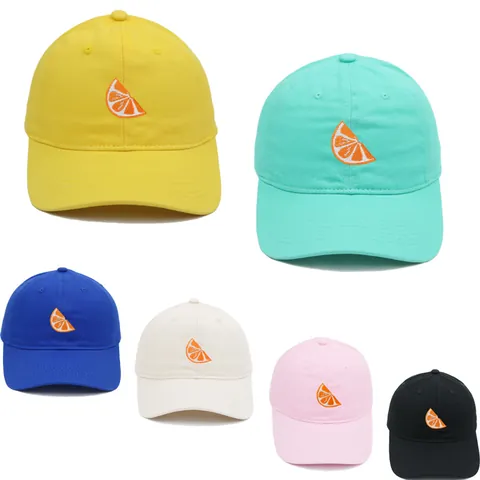 Orange Slice Embroidered Cotton Baseball Cap Soft Top Sunshade Solid Color Adjustable Duck Tongue Hat For Women Outdoor Casual