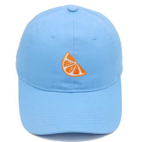 Orange Slice Embroidered Cotton Baseball Cap Soft Top Sunshade Solid Color Adjustable Duck Tongue Hat For Women Outdoor Casual
