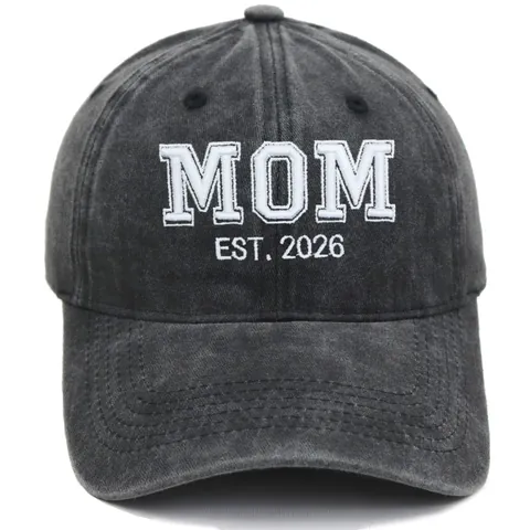Berretto da Baseball in Cotone Lavato Vintage Ricamato MOM DAD EST 2026 Cappello da Sole Regolabile per Uomo Donna Outdoor Casual