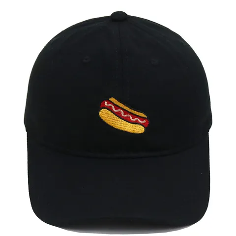Embroidered Hotdog Cotton Baseball Cap Adjustable Soft Top Dad Hat For Men Women Casual Outdoor Fashion Sun Hat