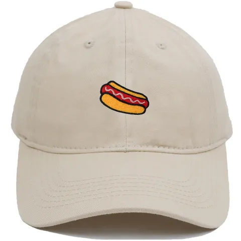 Embroidered Hotdog Cotton Baseball Cap Adjustable Soft Top Dad Hat For Men Women Casual Outdoor Fashion Sun Hat